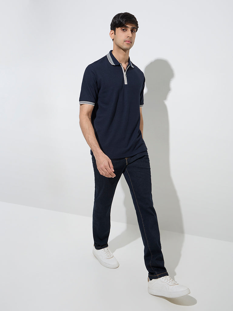 WES Casuals Dark Blue Relaxed - Fit Mid - Rise Jeans