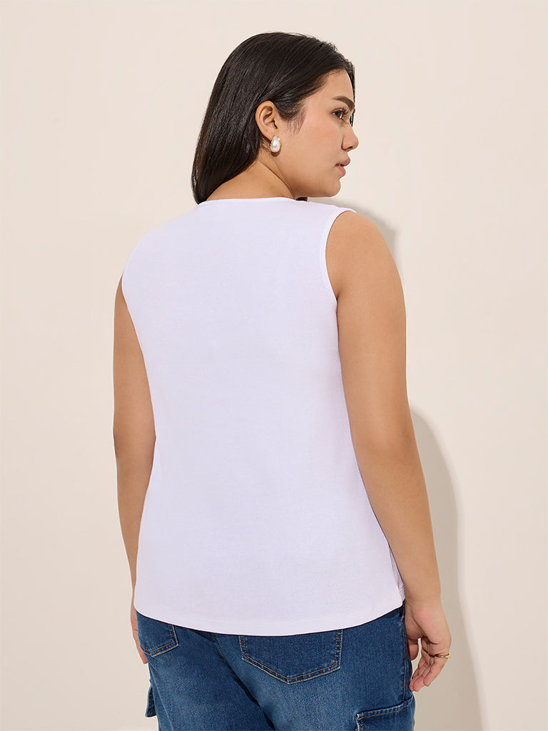 Gia White Ribbed Tank Top