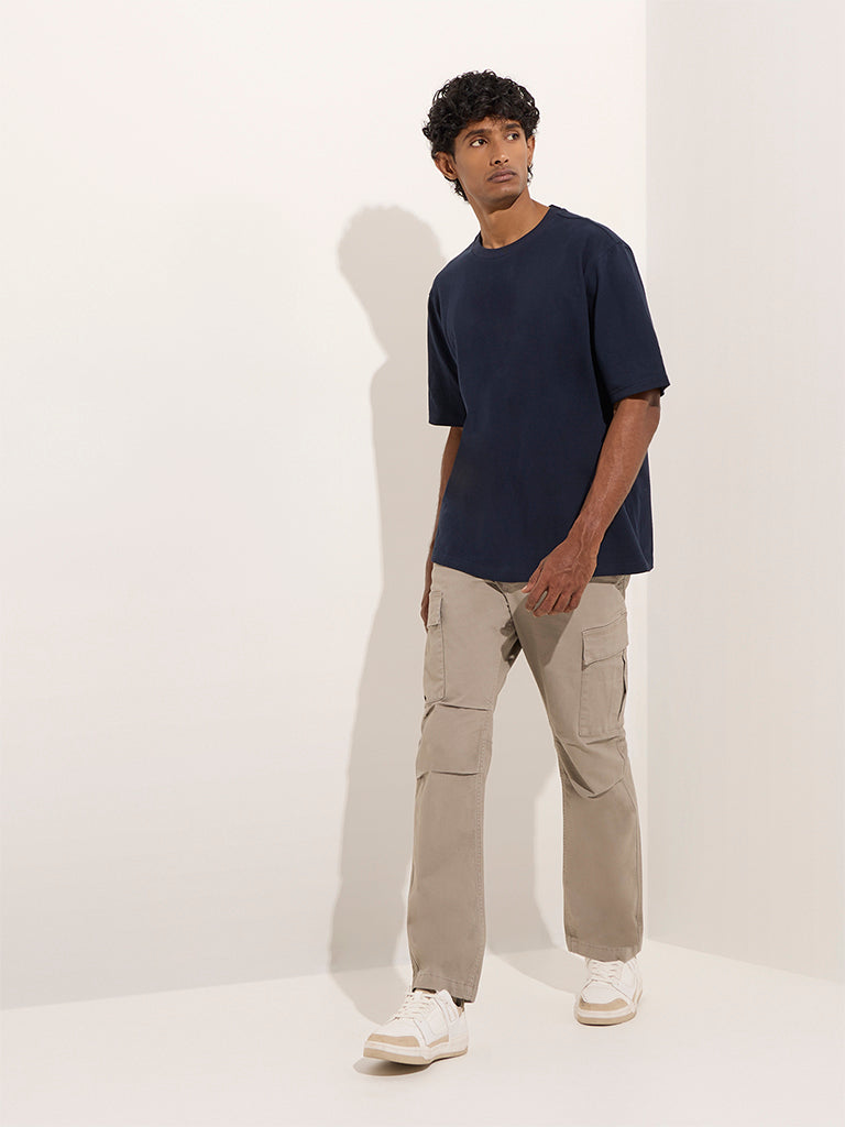 WES Casuals Navy Relaxed-Fit Cotton T-Shirt