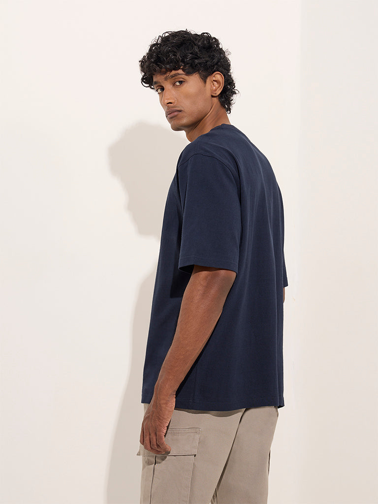 WES Casuals Navy Relaxed-Fit Cotton T-Shirt