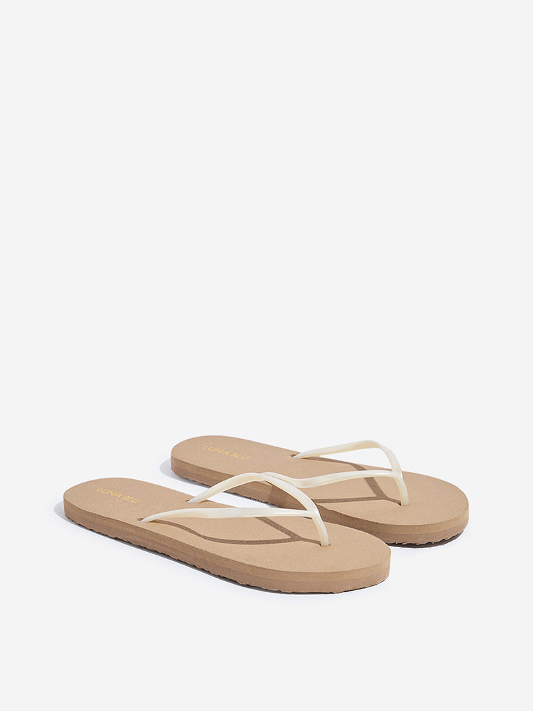 LUNA BLU Beige Solid Flip-Flop