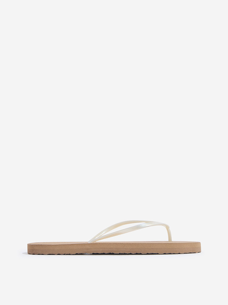 LUNA BLU Beige Solid Flip-Flop