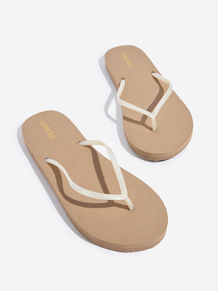 LUNA BLU Beige Solid Flip-Flop