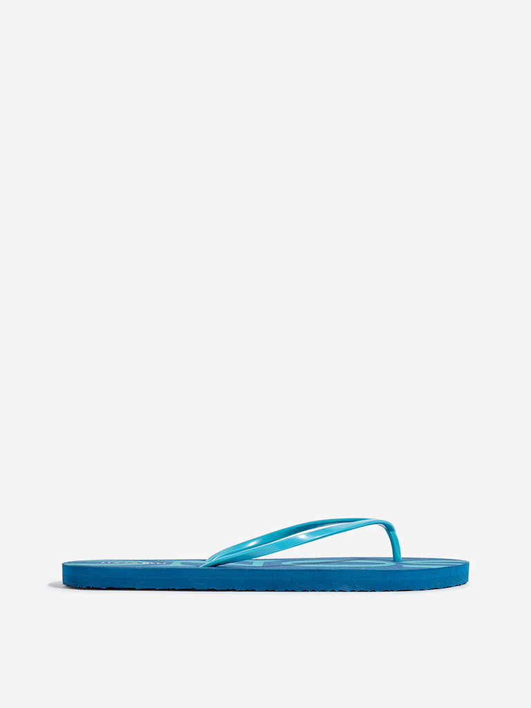 LUNA BLU Blue Text Patterned Flip-Flop