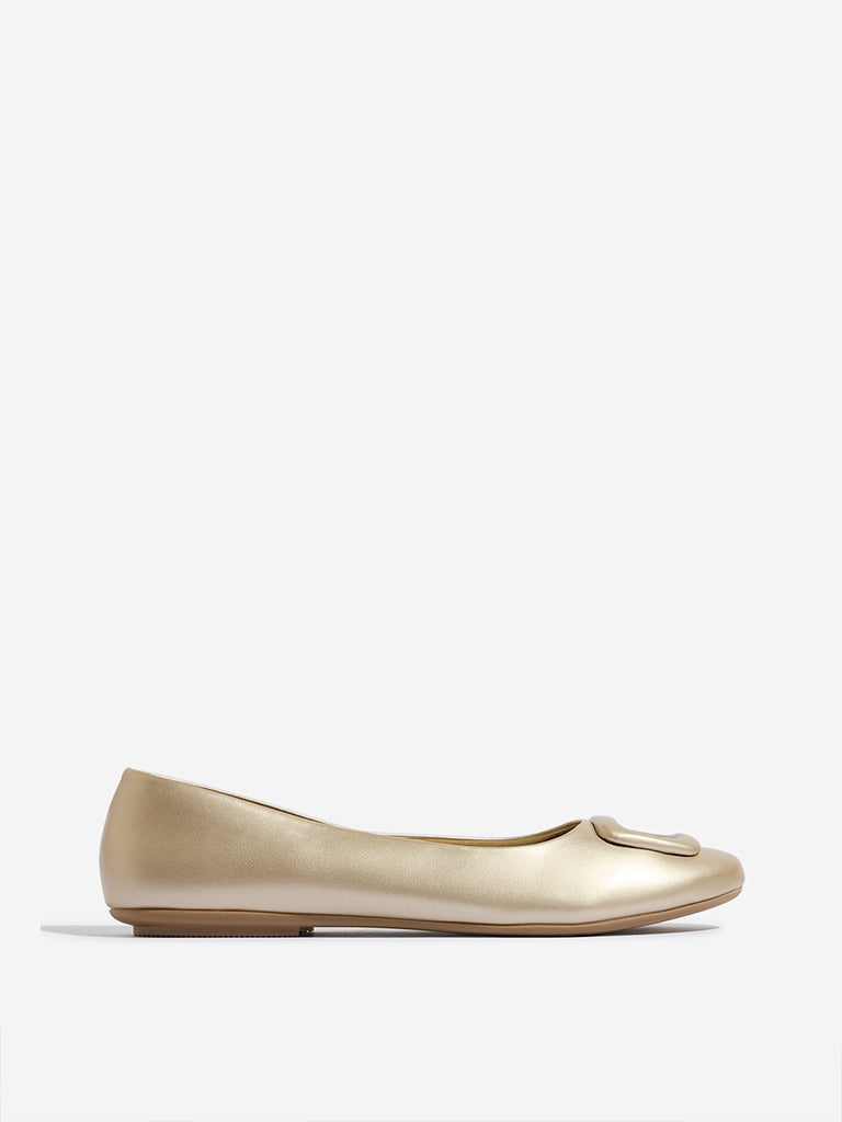 LUNA BLU Gold Buckle-Detailed Ballerina