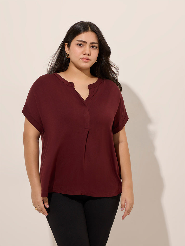 Gia Maroon Solid Top