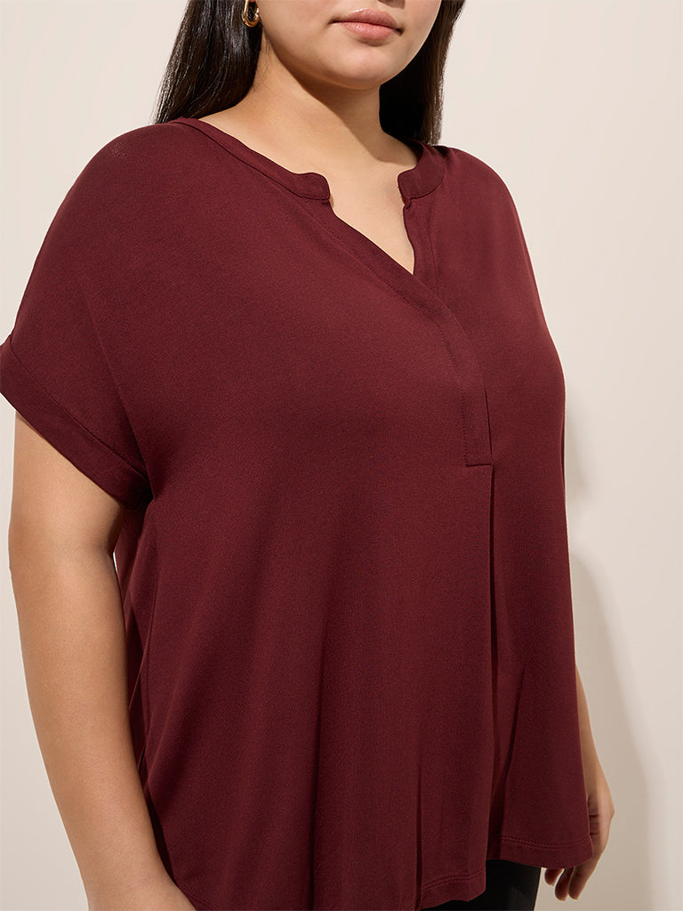 Gia Maroon Solid Top