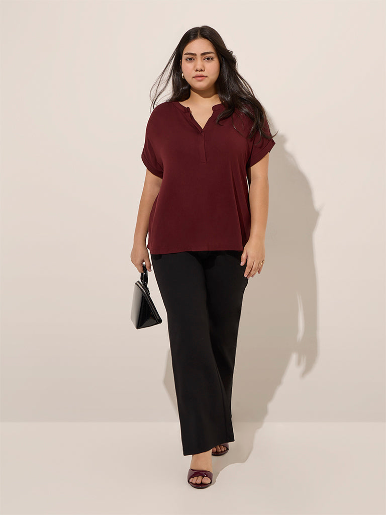 Gia Maroon Solid Top