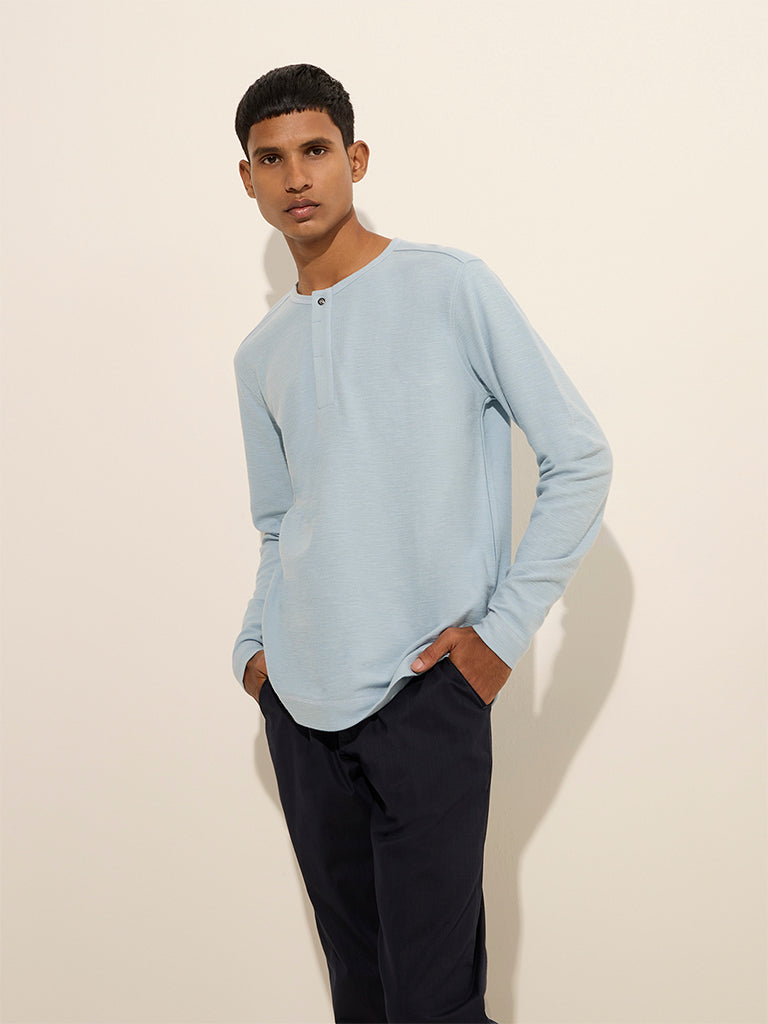 ETA Light Blue Slim-Fit Cotton T-Shirt