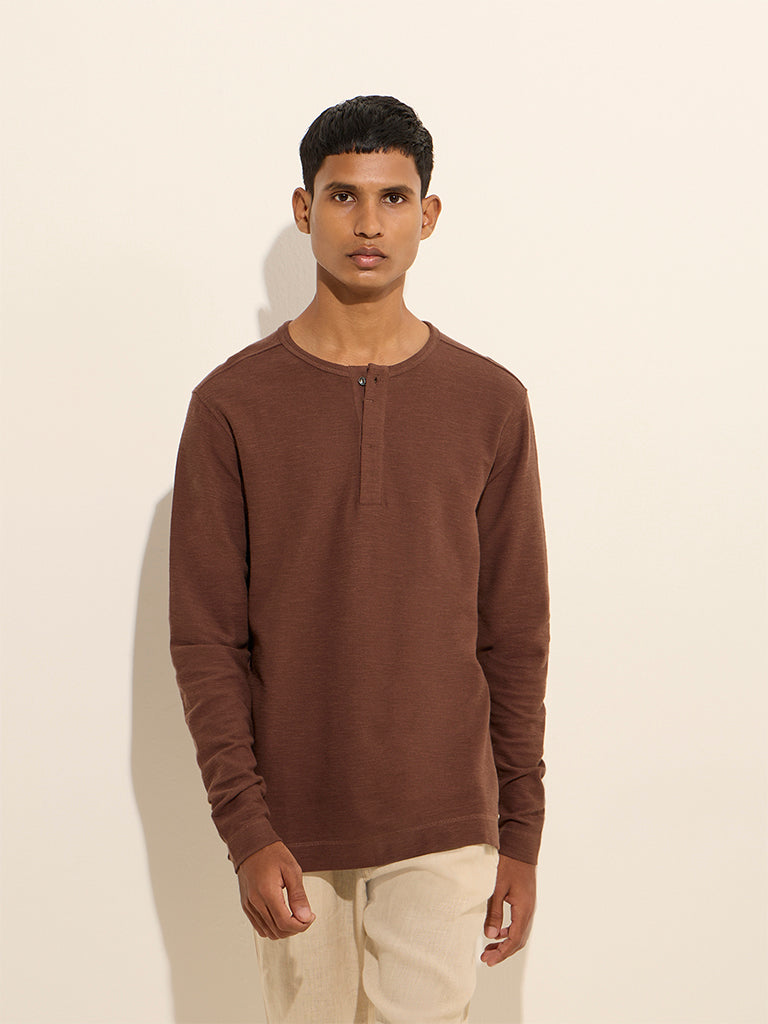 ETA Brown Slim-Fit Cotton T-Shirt