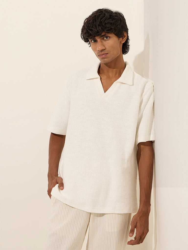 ETA Off-White Relaxed-Fit Cotton Polo T-Shirt