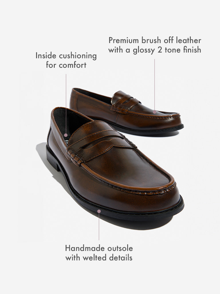 SOLEPLAY Tan Burgundy Loafers