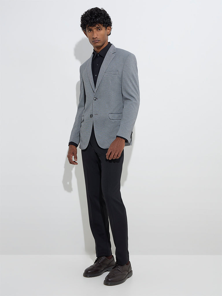 WES Formals Grey Single-Breasted Slim-Fit Blazer