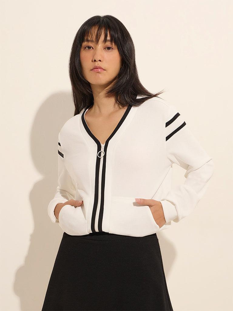 Studiofit Off-White Ribbed Jacket