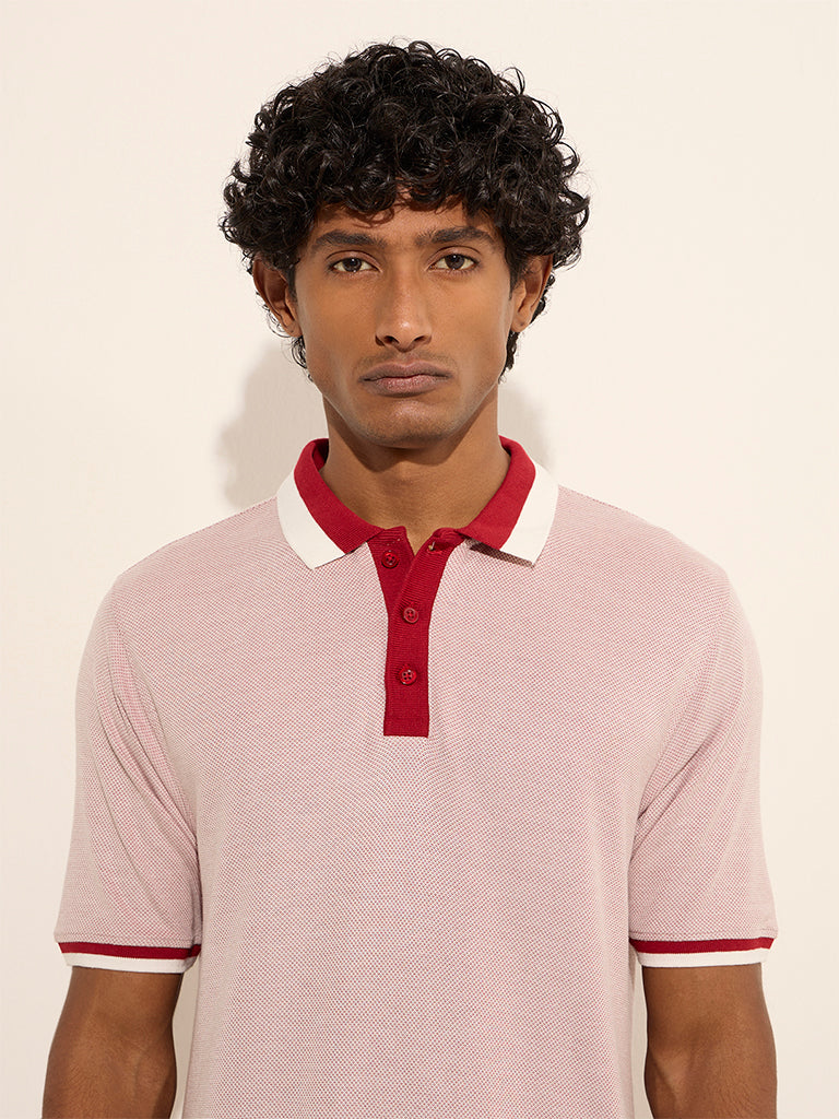 WES Casuals Red Relaxed-Fit Polo T-Shirt