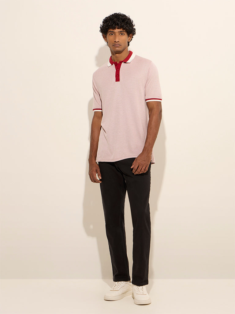 WES Casuals Red Relaxed-Fit Polo T-Shirt