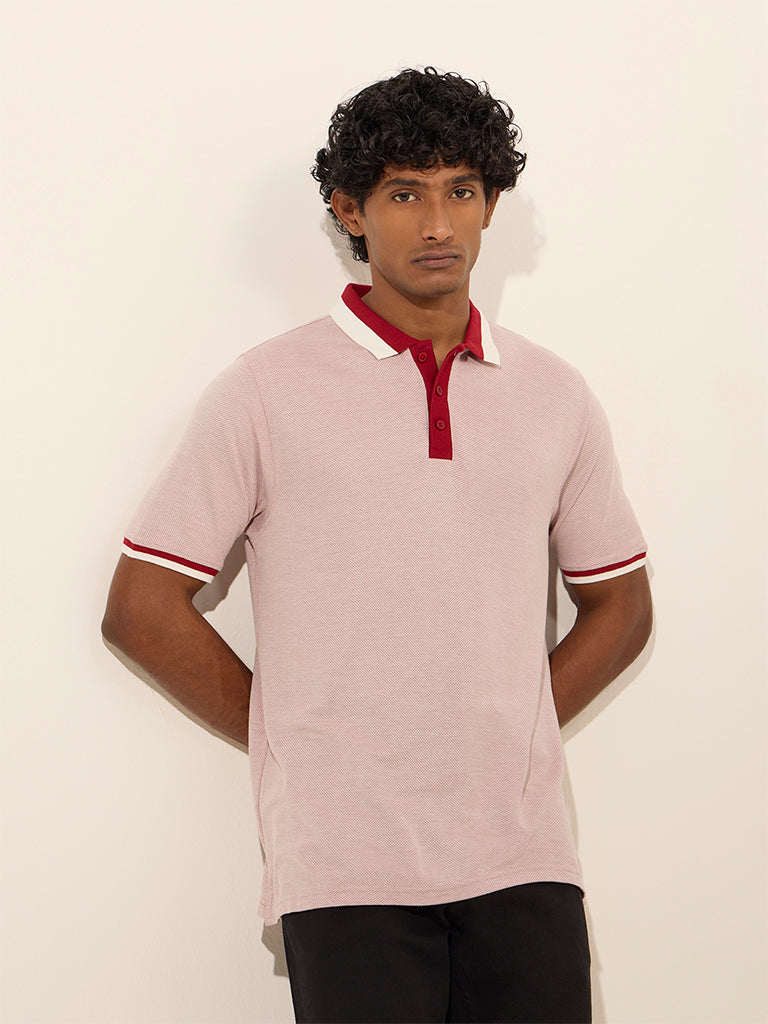 WES Casuals Red Relaxed-Fit Polo T-Shirt