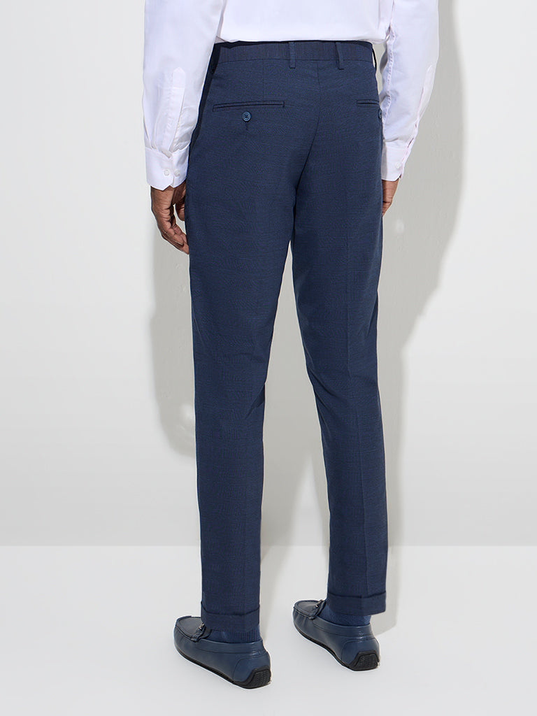 WES Formals Navy Carrot-Fit Mid-Rise Trousers