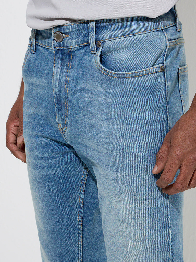 WES Casuals Blue Washed Slim - Fit Mid - Rise Jeans