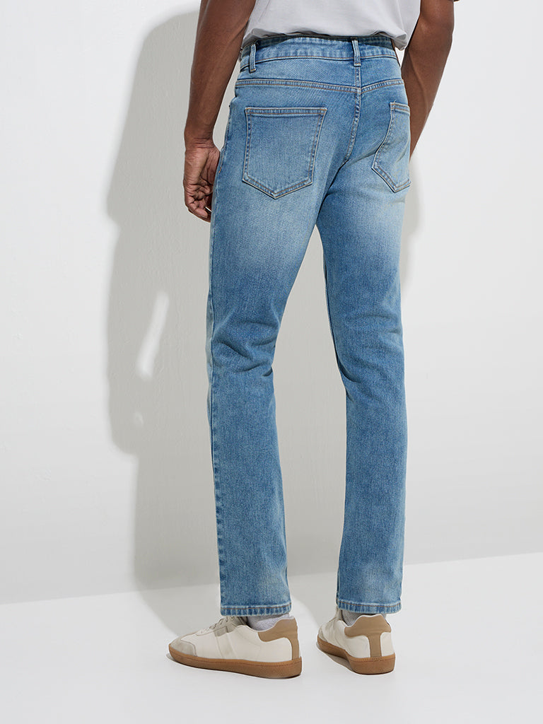 WES Casuals Blue Washed Slim - Fit Mid - Rise Jeans