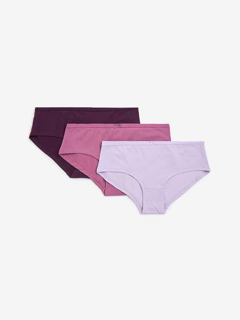 Wunderlove Lavender Cotton Briefs - Pack of 3