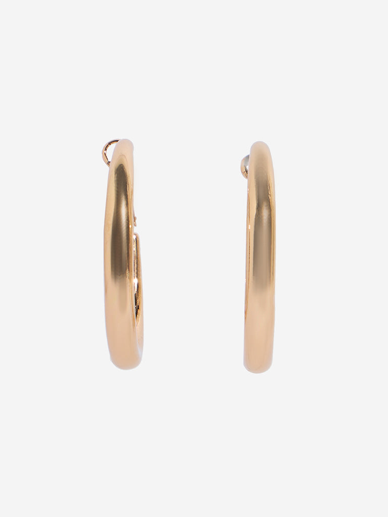 Westside Accessories Gold Plain Hoop Earrings