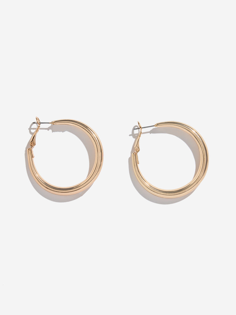 Westside Accessories Gold Plain Hoop Earrings