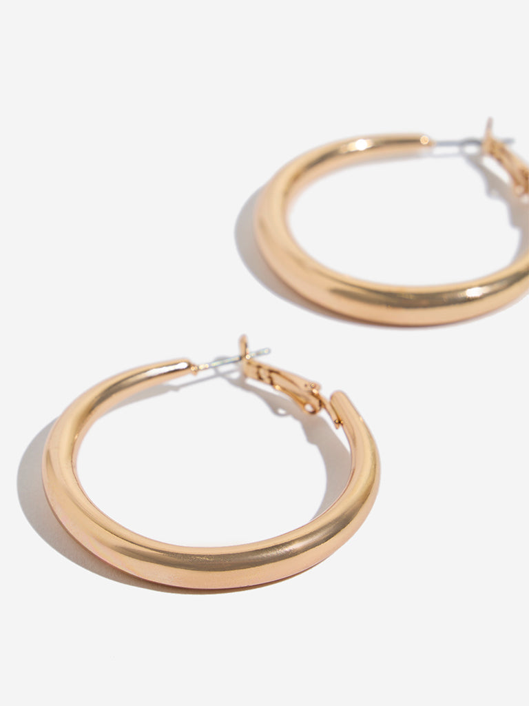 Westside Accessories Gold Plain Hoop Earrings