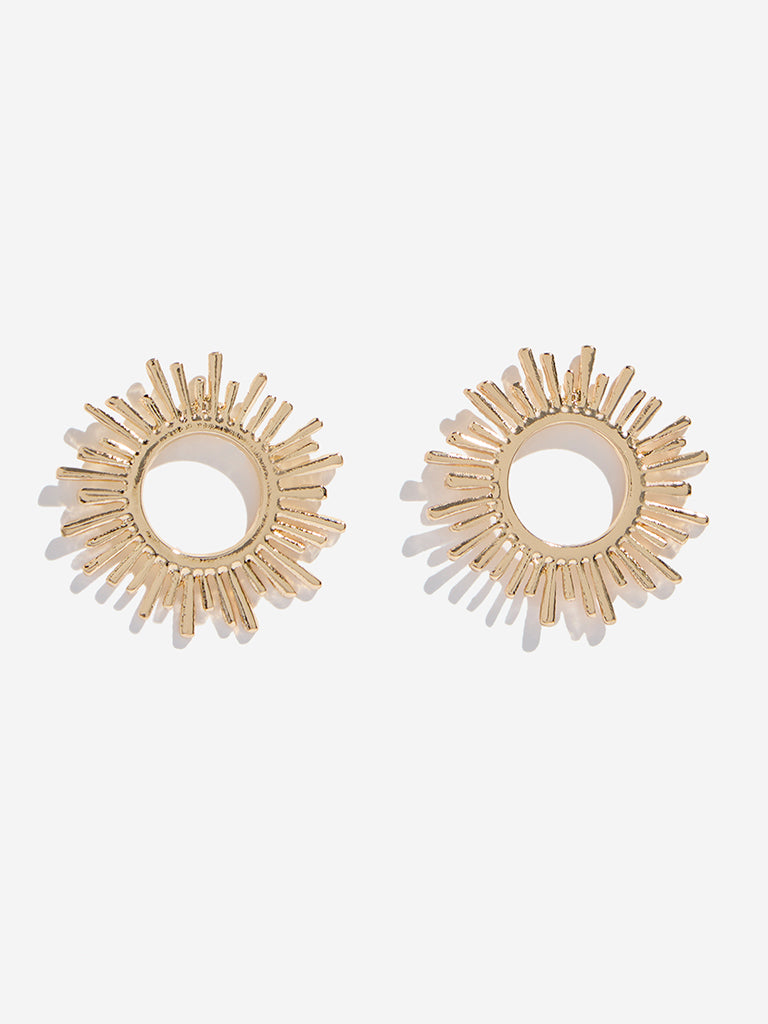 Westside Accessories Gold Hollow Sun Stud Earrings