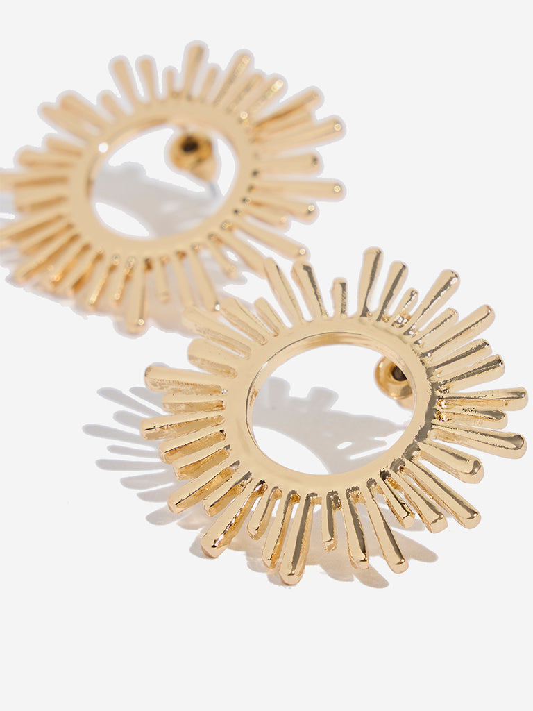 Westside Accessories Gold Hollow Sun Stud Earrings