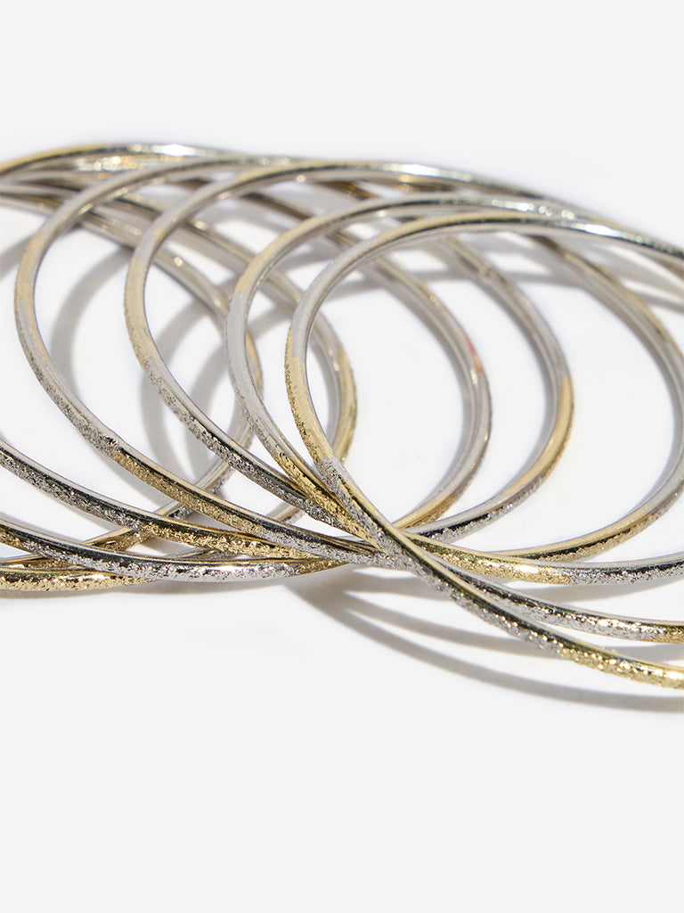 Westside Accessories Gold & Silver Dual Toned Bangles Set - Pack of 8