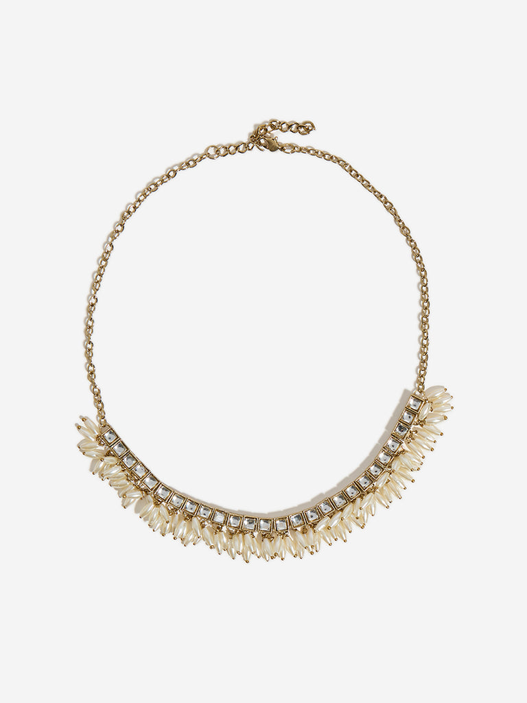 Westside Accessories Gold Rice Pearl Choker