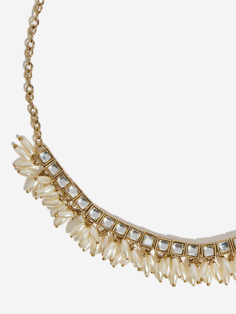 Westside Accessories Gold Rice Pearl Choker