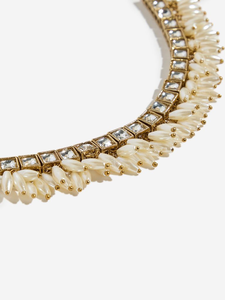 Westside Accessories Gold Rice Pearl Choker