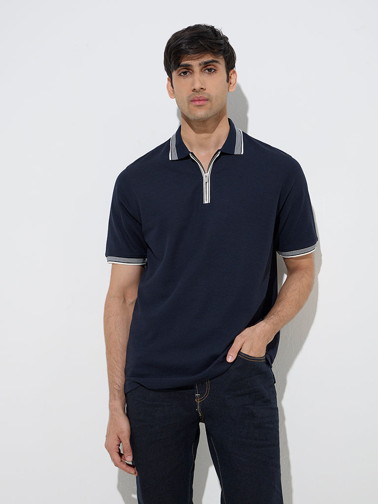 WES Casuals Navy Relaxed-Fit Polo T-Shirt