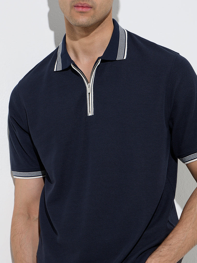 WES Casuals Navy Relaxed-Fit Polo T-Shirt