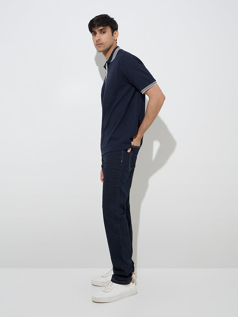 WES Casuals Navy Relaxed-Fit Polo T-Shirt