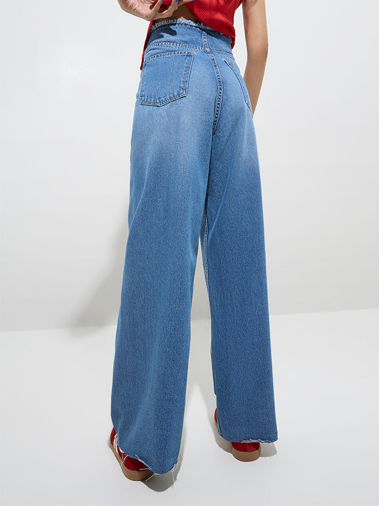 Nuon Blue Faded Straight - Fit High - Rise Jeans