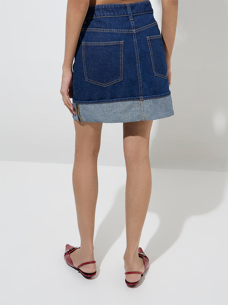 Nuon Dark Blue High-Rise Denim Skirt