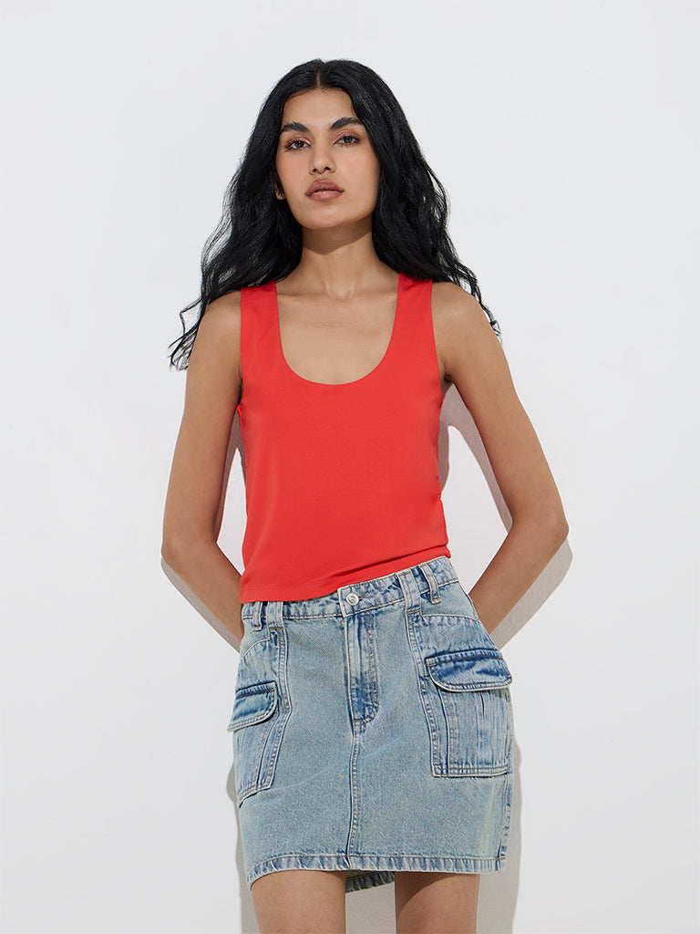 Nuon Red Solid Tank Top