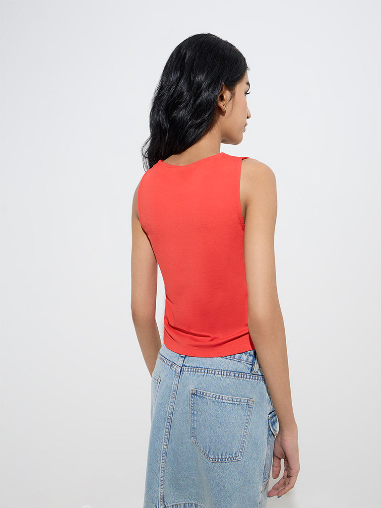 Nuon Red Solid Tank Top