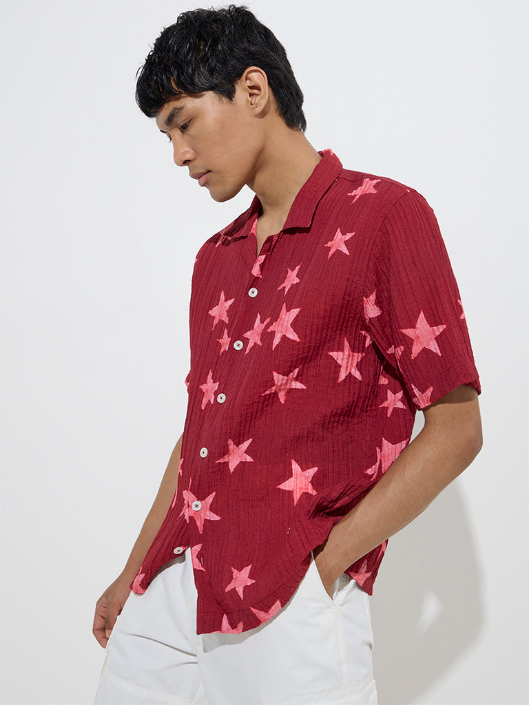 Nuon Red Star Printed Relaxed-Fit Cotton Shirt