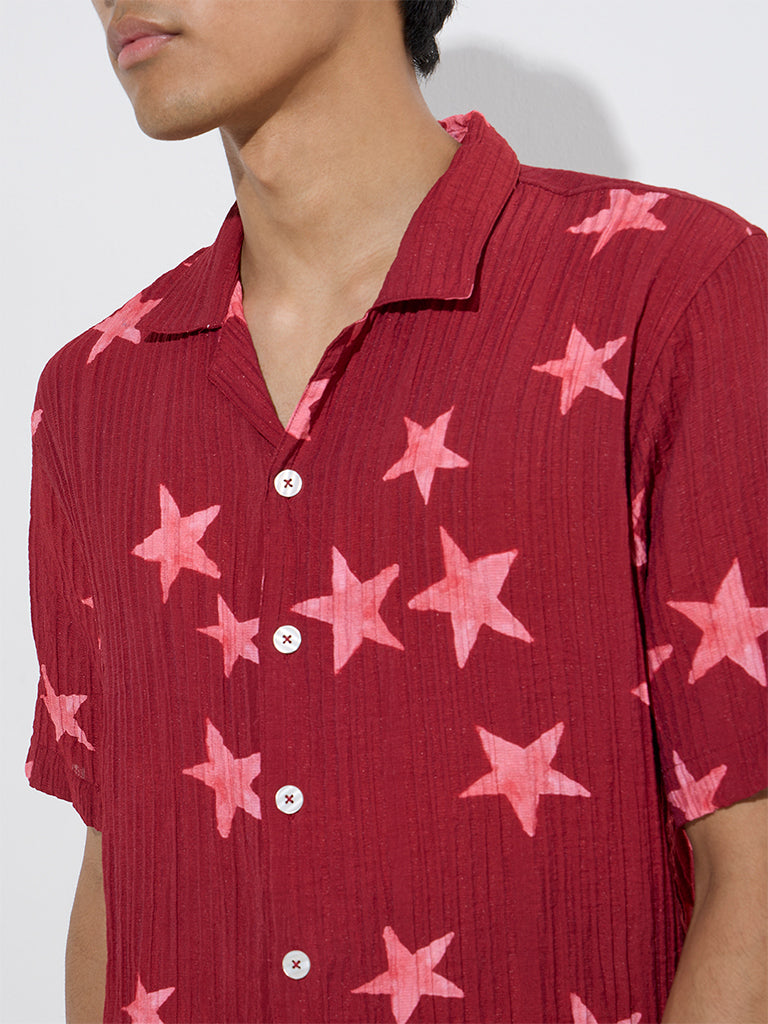 Nuon Red Star Printed Relaxed-Fit Cotton Shirt