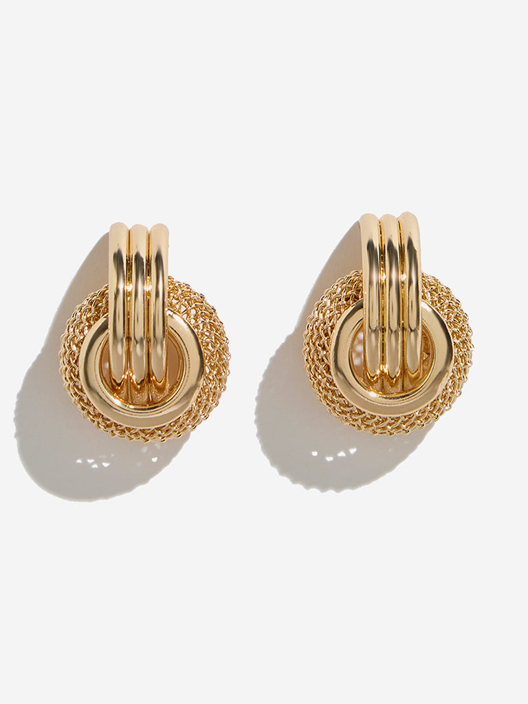 Westside Accessories Gold Textured Intertwined Drop Earrings