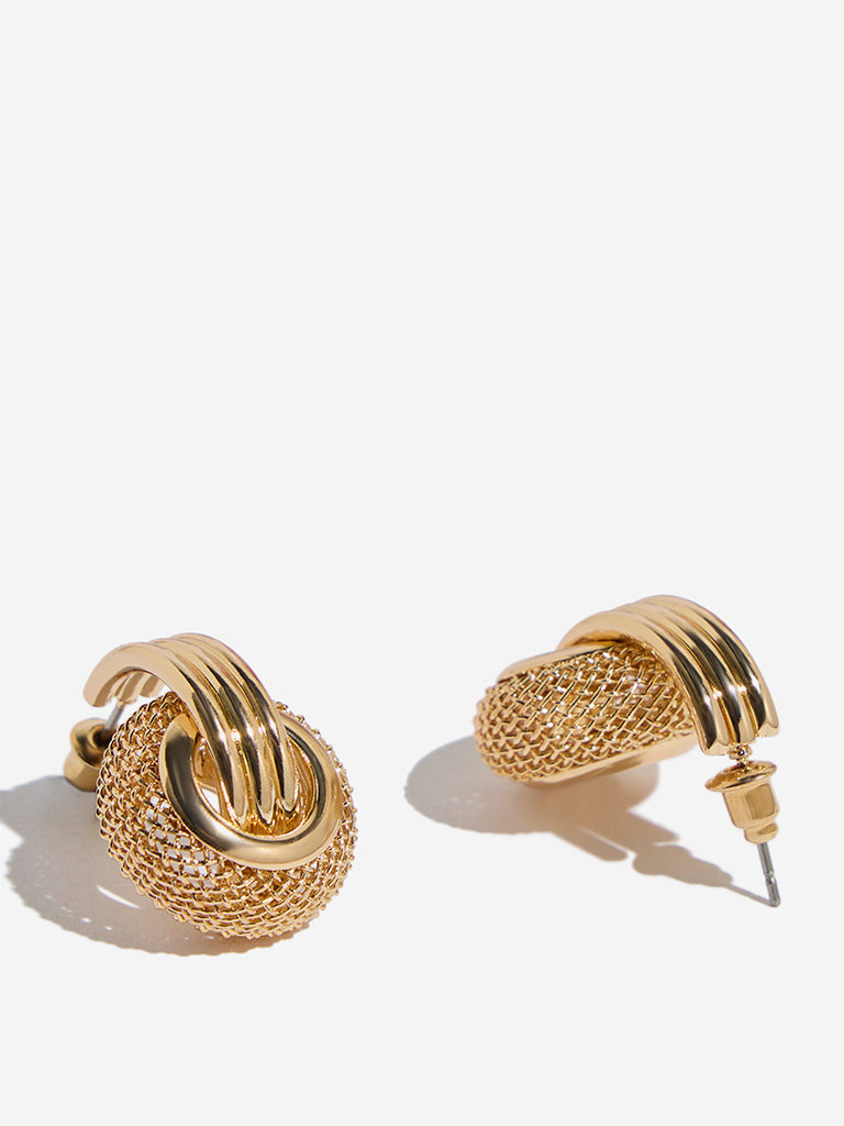 Westside Accessories Gold Textured Intertwined Drop Earrings