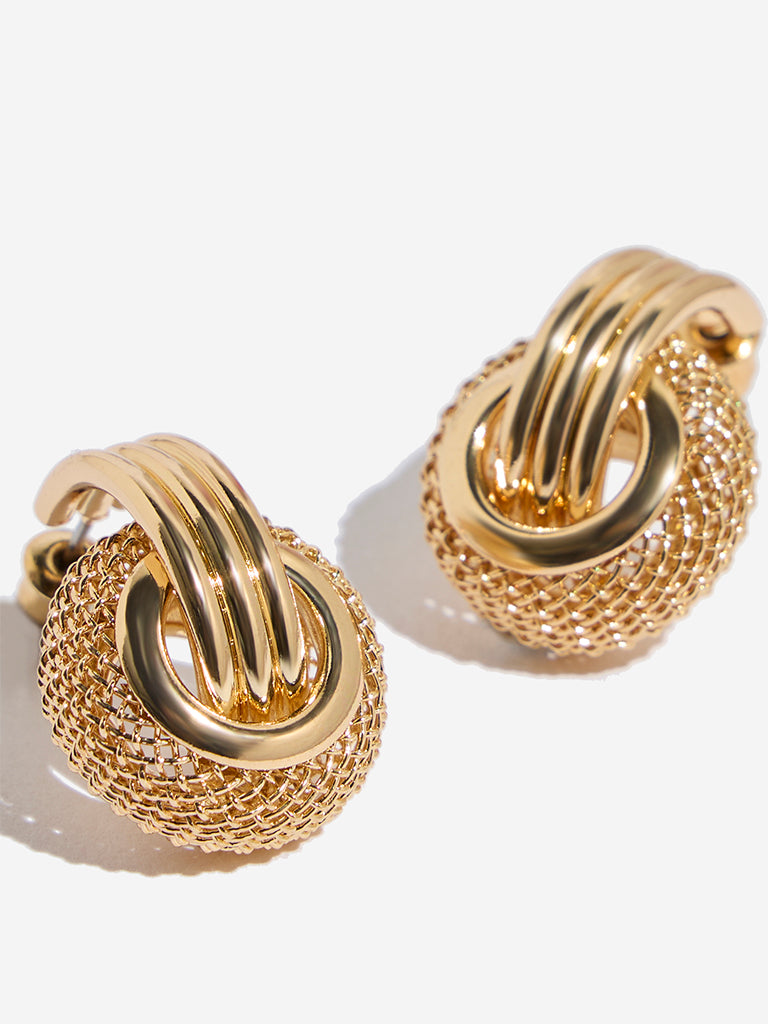 Westside Accessories Gold Textured Intertwined Drop Earrings