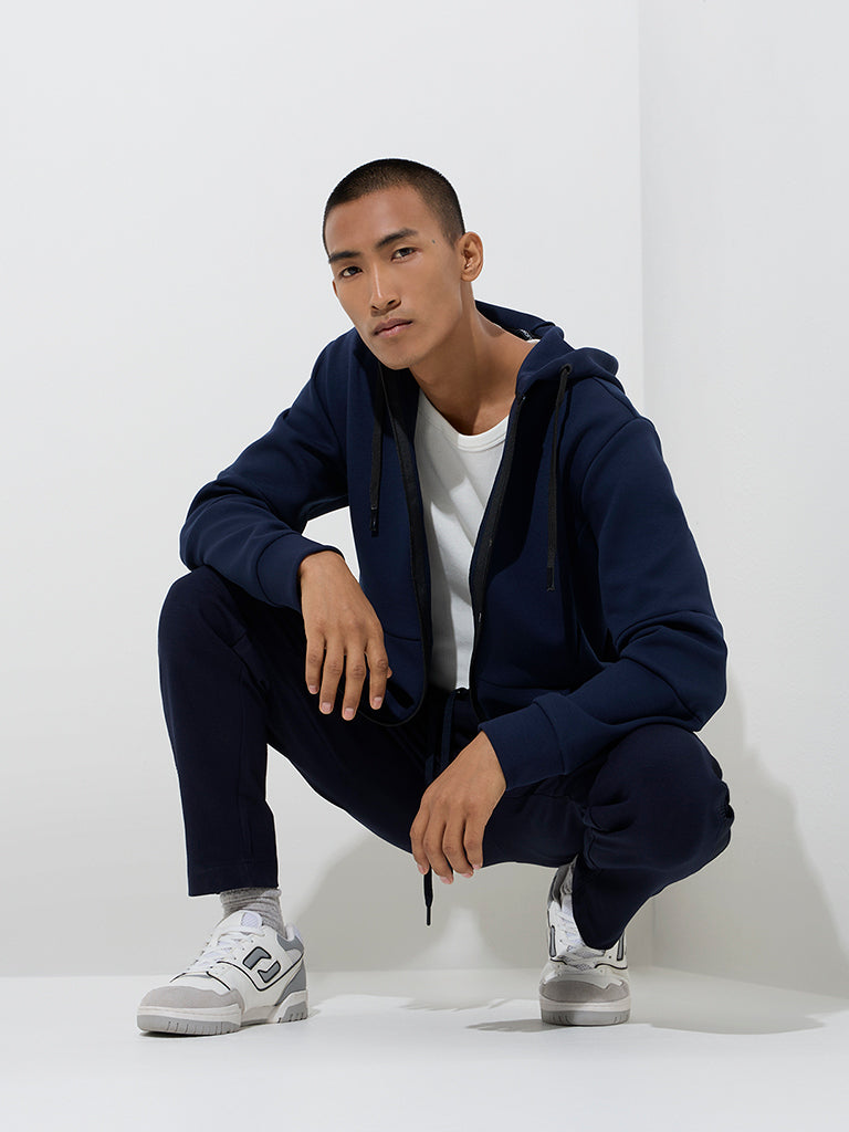 Studiofit Navy Solid Relaxed-Fit Jacket