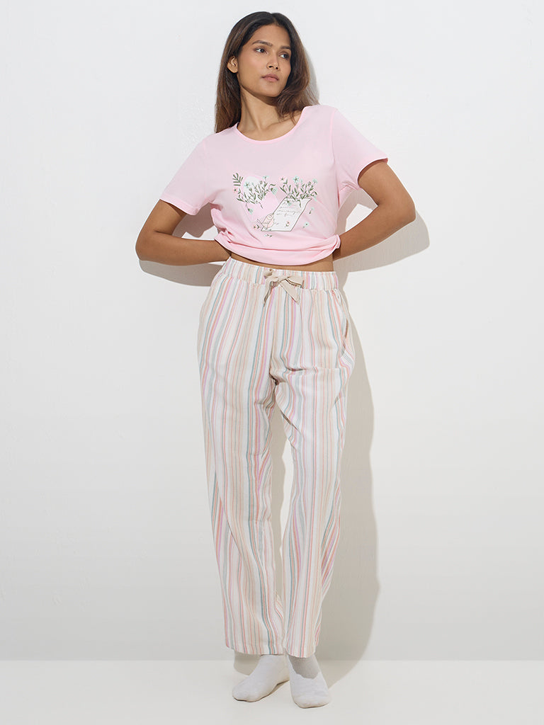 Wunderlove Multicolour Striped High-Rise Lounge Pants