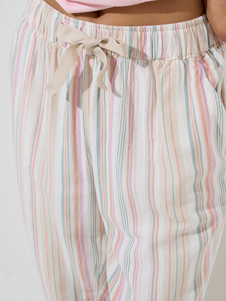 Wunderlove Multicolour Striped High-Rise Lounge Pants