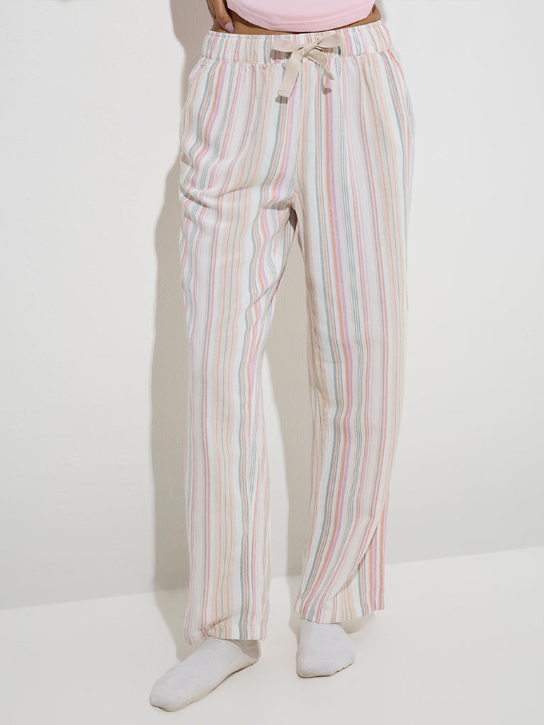 Wunderlove Multicolour Striped High-Rise Lounge Pants